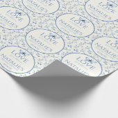 Dusty Blue Love is in bloei bloemig Vrijgezellenfe Cadeaupapier (Hoek)