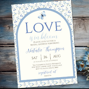 Dusty Blue Love is in bloei bloemig Vrijgezellenfe Kaart