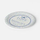 Dusty Blue Love is in bloei bloemig Vrijgezellenfe Papieren Bordje (Gekanteld)