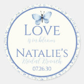 Dusty Blue Love is in bloei bloemig Vrijgezellenfe Ronde Sticker (Voorkant)