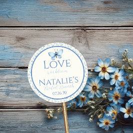 Dusty Blue Love is in bloei bloemig Vrijgezellenfe Ronde Sticker