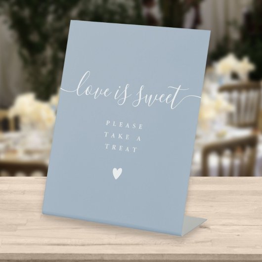 Dusty Blue Love is Sweet, neem een Treat Favor. Reclamebord Met Voetstuk