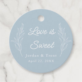 Dusty Blue Love is Sweet Wedding Favor Labels