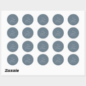 Dusty Blue Love Kalligrafie met Monogram Bruiloft Ronde Sticker (Vel)