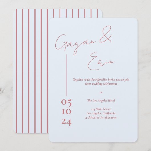 Dusty Blue Love Letter bruiloft uitnodigingen (Voorkant / Achterkant)