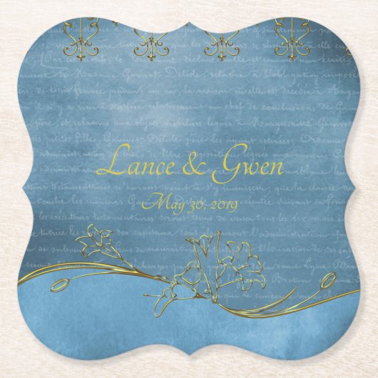 Dusty Blue Love Letter Kartonnen Onderzetters (Voorkant)