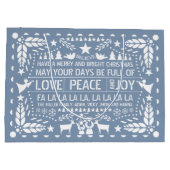 Dusty blue Love Peace Joy papel picado Kerstmis Groot Cadeauzakje (Achterkant)
