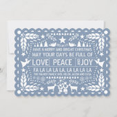 Dusty blue Love Peace Joy papel picado Kerstmis H Feestdagenkaart (Voorkant)