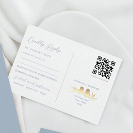 Dusty Blue Lovebirds QR RSVP Kaartje