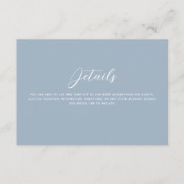Dusty Blue Lovebirds Wedding Details Informatiekaartje