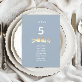 Dusty Blue Lovebirds Wedding Seating Card