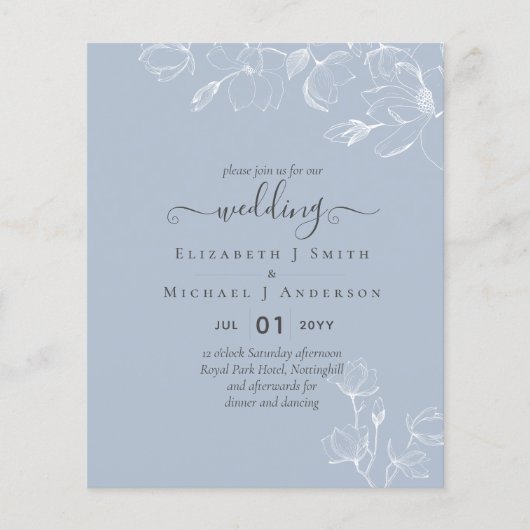 Dusty Blue Magnolia BUDGET Weddenschap Flyer (Voorkant)