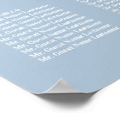 Dusty Blue Magnolia Floral Wedding Seding Chart Poster (Hoek)