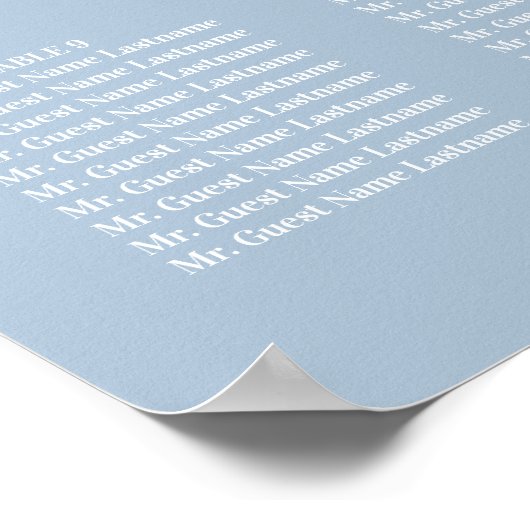 Dusty Blue Magnolia Floral Wedding Seding Chart Poster (Hoek)