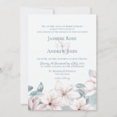 Dusty Blue Magnolias Elegant Spring Wedding Kaart (Voorkant)