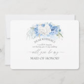 Dusty Blue Maid of Honor Bruidsmeisje Voorstel Kaart (Voorkant)