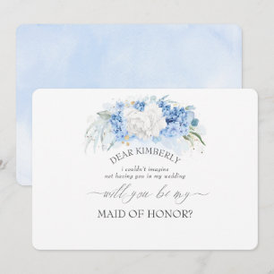Dusty Blue Maid of Honor Bruidsmeisje Voorstel Kaart