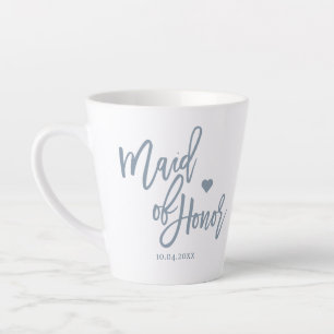 Dusty Blue Maid of Honor Lettering Script Latte Mok