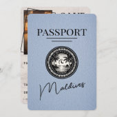 Dusty Blue Maldives Passport Bewaar de datum Save The Date (Voorkant / Achterkant)