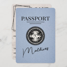 Dusty Blue Maldives Passport Bewaar de datum Save The Date