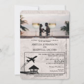 Dusty Blue Maldives Passport Wedding Invitation Kaart (Voorkant)