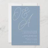 Dusty Blue | Manuscript Watermark Monogram Weddens Kaart (Voorkant)