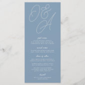 Dusty Blue | Manuscript Watermark Monogram Weddens Menu (Voorkant)