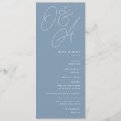 Dusty Blue | Manuscript Watermark Monogram Weddens Programmakaart (Voorkant)