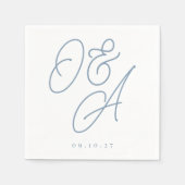 Dusty Blue | Manuscript Watermark Monogram Weddens Servet (Voorkant)