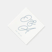 Dusty Blue | Manuscript Watermark Monogram Weddens Servet (Hoek)
