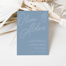 Dusty Blue | Manuscript Watermark Wedding Kaart