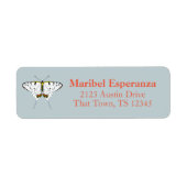 Dusty Blue Mariposa Butterfly Address Label (Voorkant)