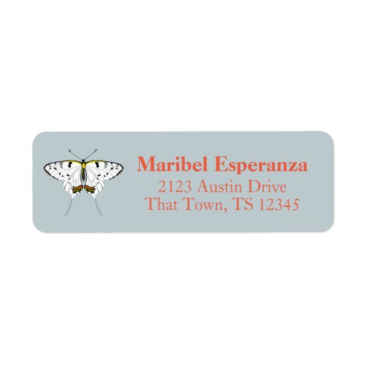 Dusty Blue Mariposa Butterfly Address Label (Voorkant)
