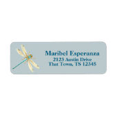 Dusty Blue Mariposa Dragonfly Address Label (Voorkant)