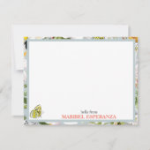 Dusty Blue Mariposa  gepersonaliseerde platte Kaar Notitiekaartje (Voorkant)