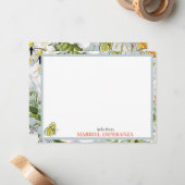 Dusty Blue Mariposa  gepersonaliseerde platte Kaar Notitiekaartje (Voorkant / Achterkant in situ)