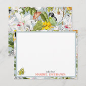 Dusty Blue Mariposa  gepersonaliseerde platte Kaar Notitiekaartje (Voorkant / Achterkant)