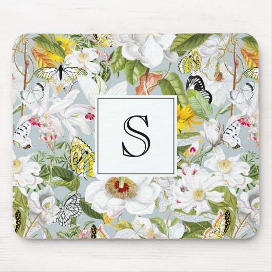  Dusty Blue Mariposa Monogrammed Muismat (Voorkant)