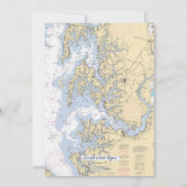 Dusty Blue Maryland Nautische Grafiek Anker Weddin Save The Date (Achterkant)