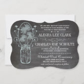 Dusty Blue Mason Jar Chalkboard Wedding Kaart (Voorkant)