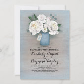 Dusty Blue Mason Jar rustieke verlovingsfeest Kaart (Voorkant)