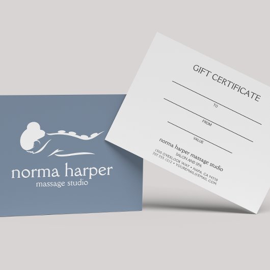 Dusty Blue Massage Therapist Day Spa Gift Kaart