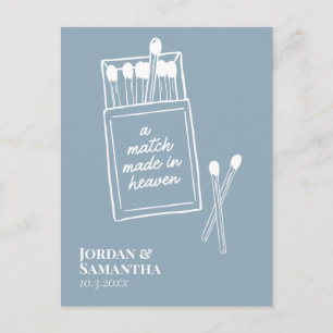 Dusty Blue Match Made in Heaven Save the Date Briefkaart