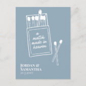 Dusty Blue Match Made in Heaven Save the Date Briefkaart (Voorkant)