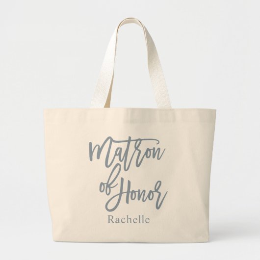 Dusty Blue Matron van het eerwaarde letterschrift Grote Tote Bag (Voorkant)
