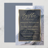 Dusty Blue Mauve Elegant Alcohol Ink Kaart (Voorkant / Achterkant)