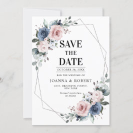 Dusty Blue Mauve Eucalyptus Geometric Wedding Save Save The Date