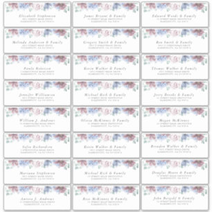 Dusty Blue Mauve Floral Individuele Adresetiketten Sticker