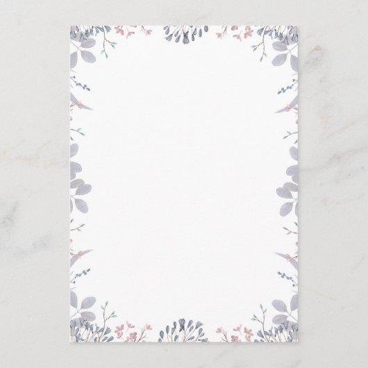 Dusty Blue & Mauve Floral Photo Save the Date Kaar Informatiekaartje (Achterkant)