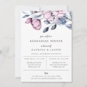 Dusty Blue Mauve Floral Rehearsal Dinner Aankondiging (Voorkant)